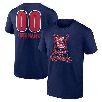 St. Louis Cardinals  Navy Personalized Name & Number Fastball Unisex T-Shirt Cotton Tee