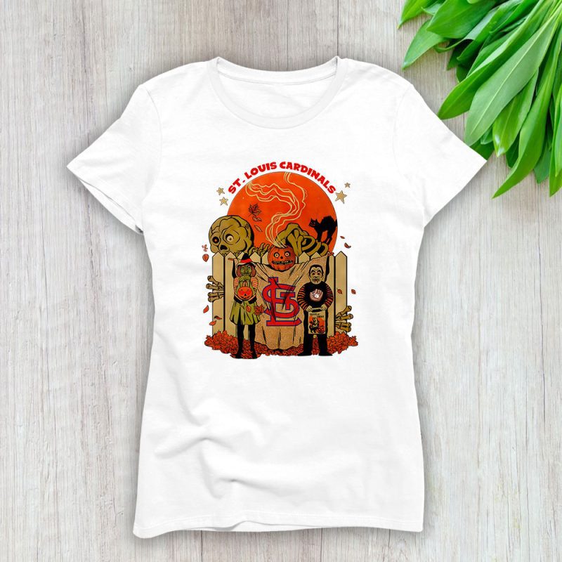 St. Louis Cardinals x Halloween Horror Nights x Pumpkin Face Lady T-Shirt Women Tee LTL15768