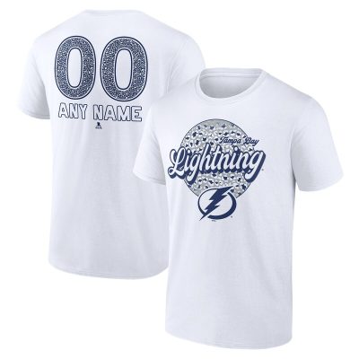 Tampa Bay Lightning White Personalized Name & Number Leopard Unisex T-Shirt Cotton Tee