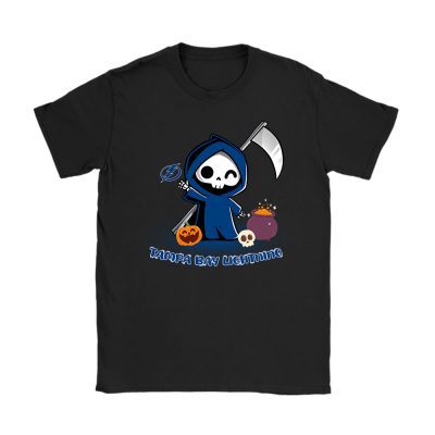 Tampa Bay Lightning x Grim Reaper Cute Spooky x NHL Halloween Unisex T-Shirt Cotton Tee TAT15021