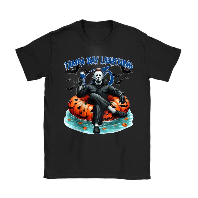 Tampa Bay Lightning x Halloween Masquerade NHL x Michael Myers Masked Killer Unisex T-Shirt Cotton Tee TAT15498