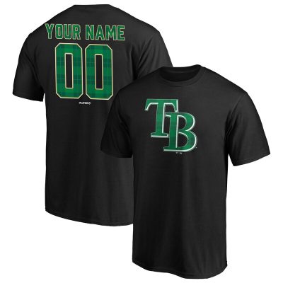 Tampa Bay Rays Black Emerald Plaid Personalized Name & Number Unisex T-Shirt Cotton Tee