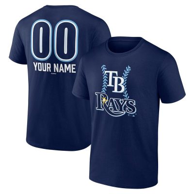 Tampa Bay Rays  Navy Personalized Name & Number Fastball Unisex T-Shirt Cotton Tee