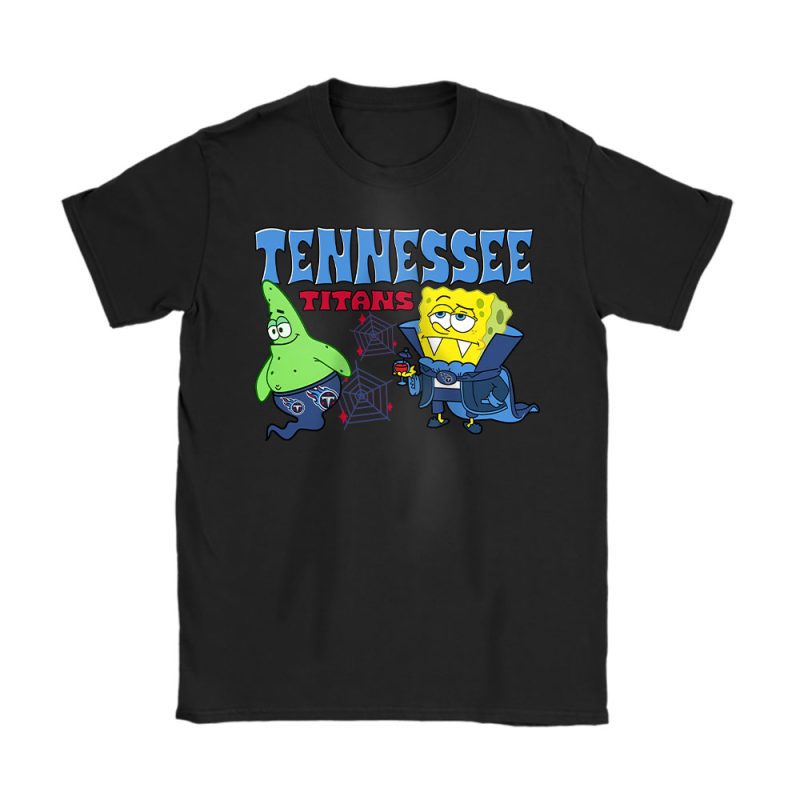 Tennessee Titans x Halloween NFL x Spongebob Vampirebob  Ghost Patrick Unisex T-Shirt Cotton Tee TAT16715