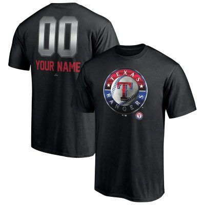 Texas Rangers Black Personalized Name & Number Midnight Mascot Unisex T-Shirt Cotton Tee