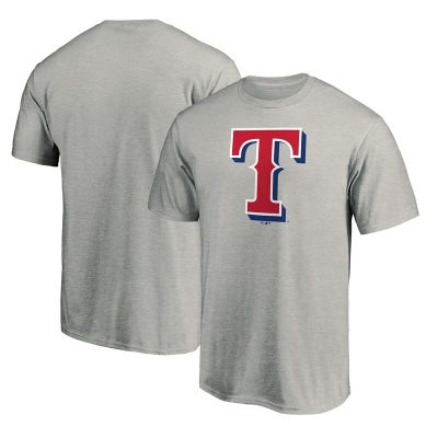 Texas Rangers Heathered Gray Team Logo Unisex T-Shirt Cotton Tee