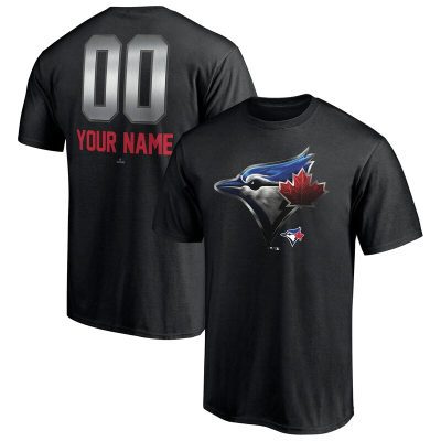 Toronto Blue Jays Black Personalized Name & Number Midnight Mascot Unisex T-Shirt Cotton Tee