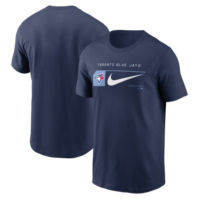 Toronto Blue Jays Navy Team Swoosh Lockup Unisex T-Shirt Cotton Tee