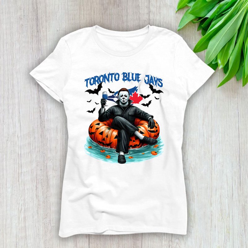 Toronto Blue Jays x Halloween Masquerade MLB x Michael Myers Masked Killer Lady T-Shirt Women Tee LTL15848