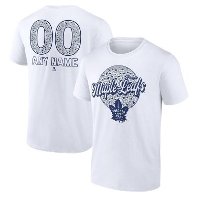 Toronto Maple Leafs White Personalized Name & Number Leopard Unisex T-Shirt Cotton Tee