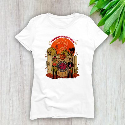 Toronto Raptors x Halloween Horror Nights x Pumpkin Face Lady T-Shirt Women Tee LTL15785