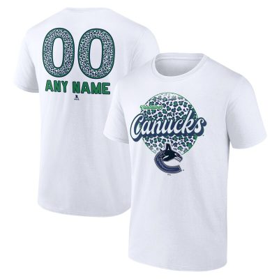 Vancouver Canucks White Personalized Name & Number Leopard Unisex T-Shirt Cotton Tee