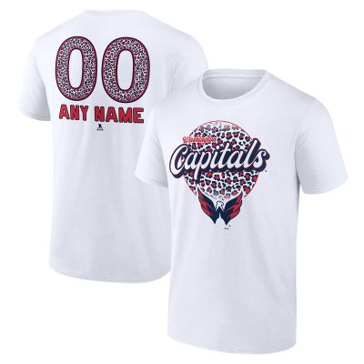 Washington Capitals White Personalized Name & Number Leopard Unisex T-Shirt Cotton Tee