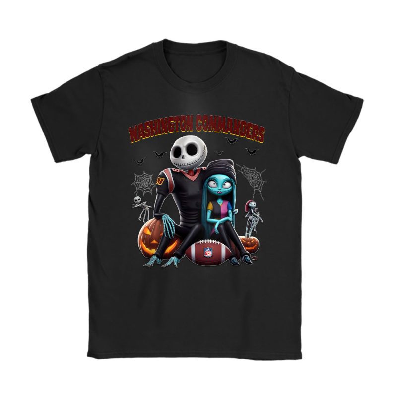 Washington Commanders x Halloween NFL x Jack And Sally Unisex T-Shirt Cotton Tee TAT16727