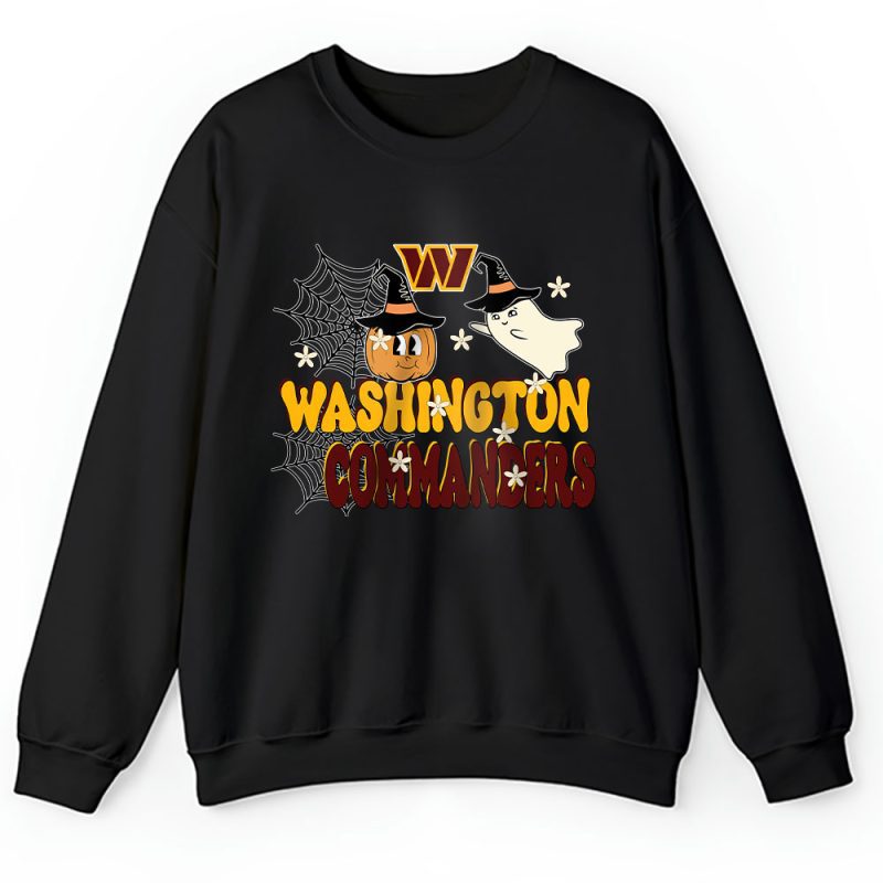 Washington Commanders x Happy Halloween NFL x Cute Ghost With Pumpkin Face Unisex Sweatshirt TAS16738