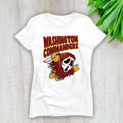 Washington Commanders x Its Halloween NFL x Ghost Coming Lady T-Shirt Women Tee LTL16730