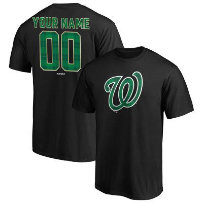 Washington Nationals Black Emerald Plaid Personalized Name & Number Unisex T-Shirt Cotton Tee