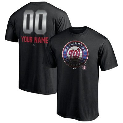 Washington Nationals Black Personalized Name & Number Midnight Mascot Unisex T-Shirt Cotton Tee