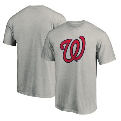 Washington Nationals Heathered Gray Team Logo Unisex T-Shirt Cotton Tee