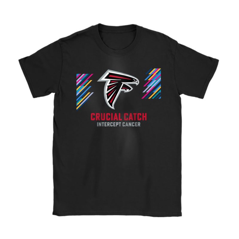 Atlanta Falcons Support Cancer Warrior Crucial Catch Intercept Cancer Unisex T-Shirt Cotton Tee TAT17126