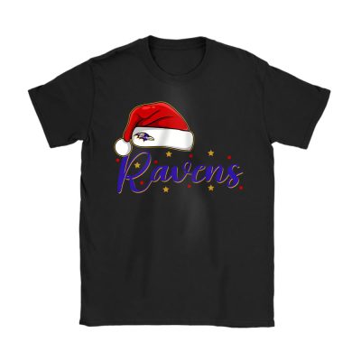 Baltimore Ravens Merry Christmas NFL Gift For Fan Santa Xmas Family Christmas Unisex T-Shirt Cotton Tee TAT19746