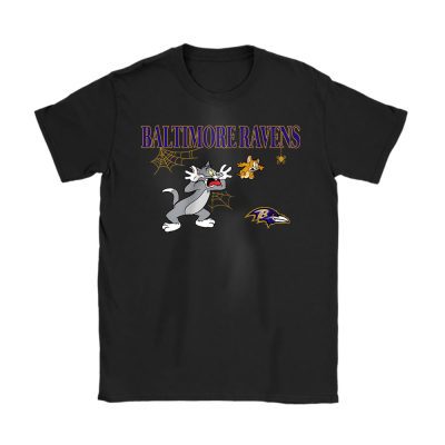 Baltimore Ravens x Halloween Masquerade NFL x Tom And Jerry Unisex T-Shirt Cotton Tee TAT16936