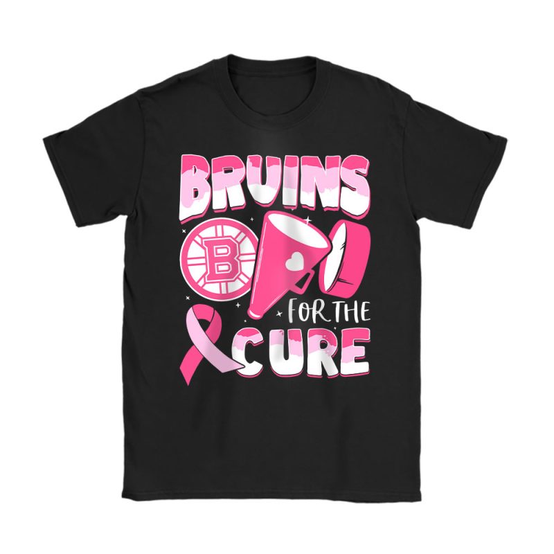 Boston Bruins Support Cancer Warrior Cancer Awareness Breast Cancer Gift Unisex T-Shirt Cotton Tee TAT17774