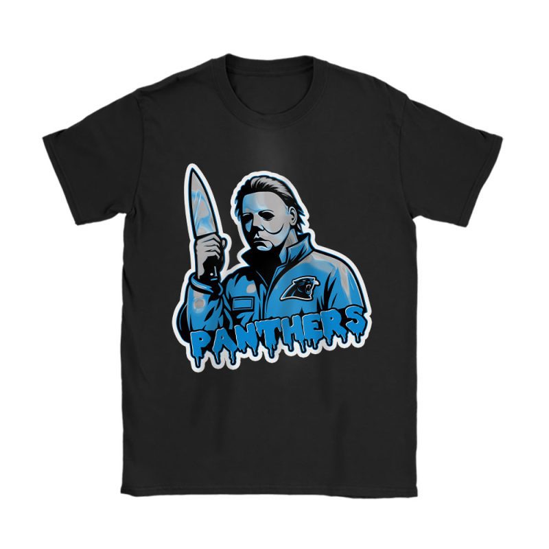 Carolina Panthers Halloween Masquerade NFL Michael Myers Masked Killer Unisex T-Shirt Cotton Tee TAT17547