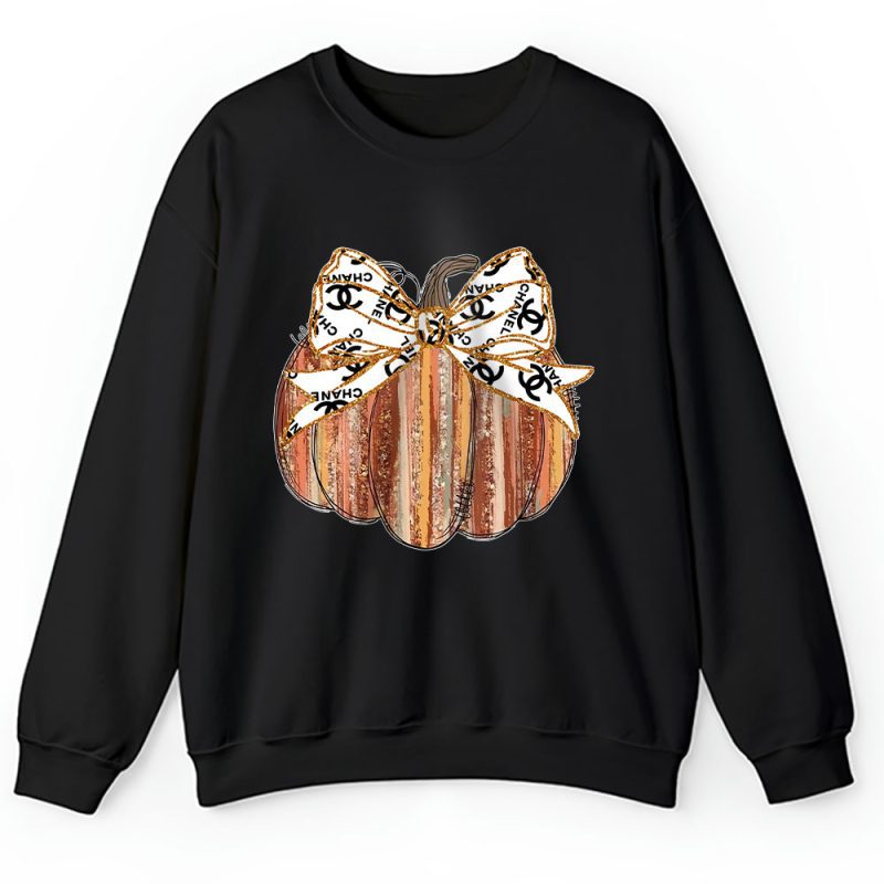 Colorful Coquette Gold Glitter Pumpkin Chanel Unisex Sweatshirt TAS17721