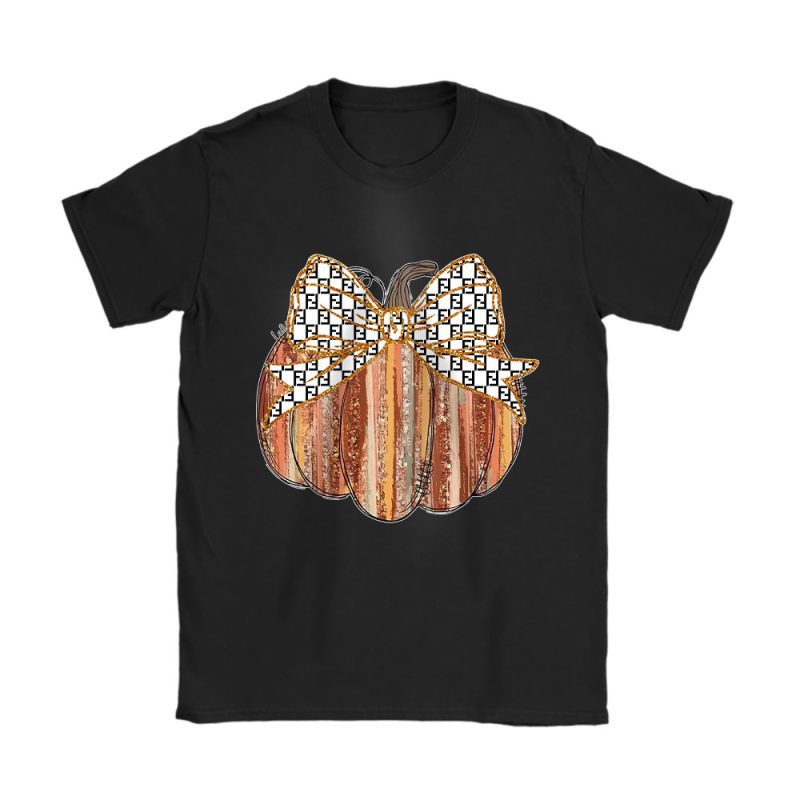 Colorful Coquette Gold Glitter Pumpkin Fendi Unisex T-Shirt Cotton Tee TAT17723