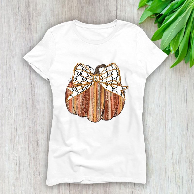 Colorful Coquette Gold Glitter Pumpkin Gucci Lady T-Shirt Women Tee LTL17724