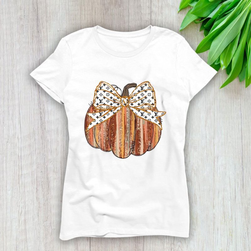 Colorful Coquette Gold Glitter Pumpkin Louis Vuitton Lady T-Shirt Women Tee LTL17725