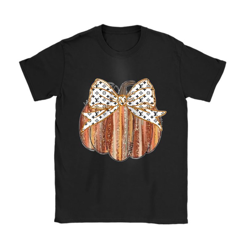 Colorful Coquette Gold Glitter Pumpkin Louis Vuitton Unisex T-Shirt Cotton Tee TAT17725