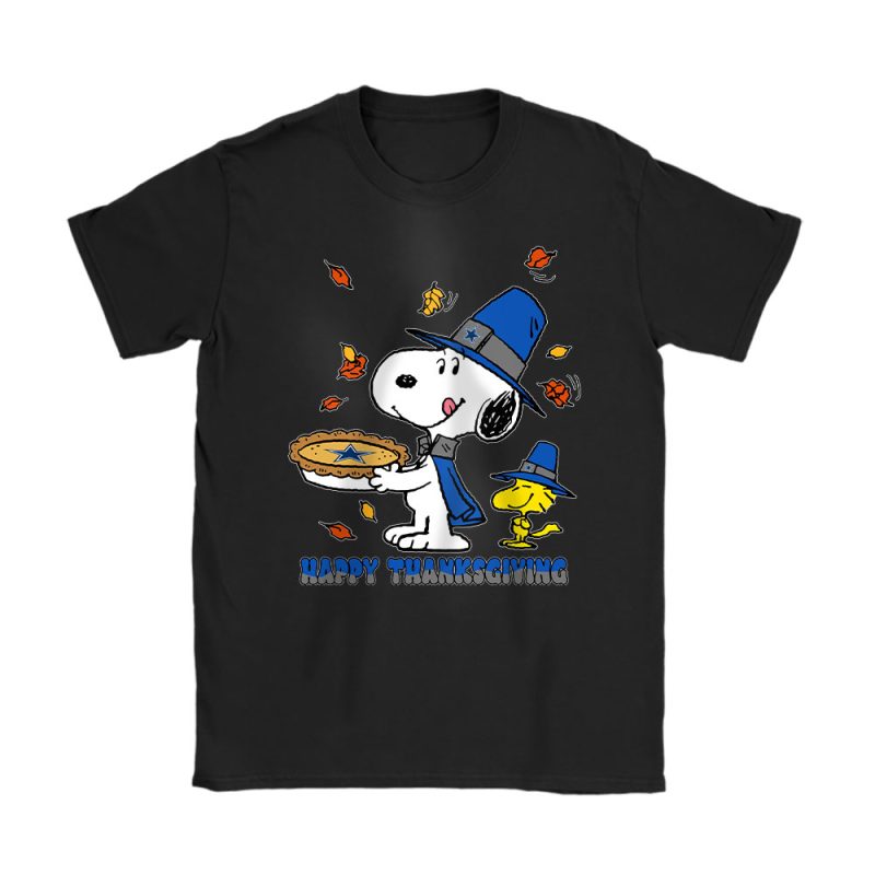 Dallas Cowboys Happy Thanksgiving NFL Thanksgiving Snoopy Gift Unisex T-Shirt Cotton Tee TAT17936