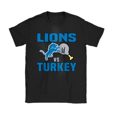 Detroit Lions Happy Thanksgiving NFL Gift Turkey Vs Lions Unisex T-Shirt Cotton Tee TAS18443