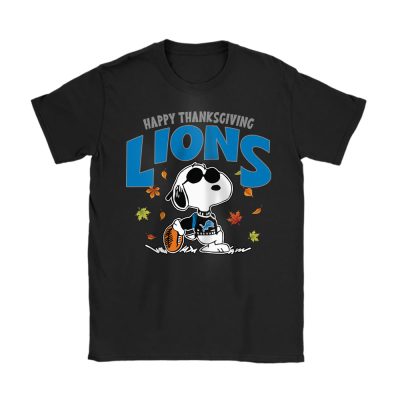 Detroit Lions Happy Thanksgiving NFL Thanksgiving Snoopy Gift Unisex T-Shirt Cotton Tee TAT17957