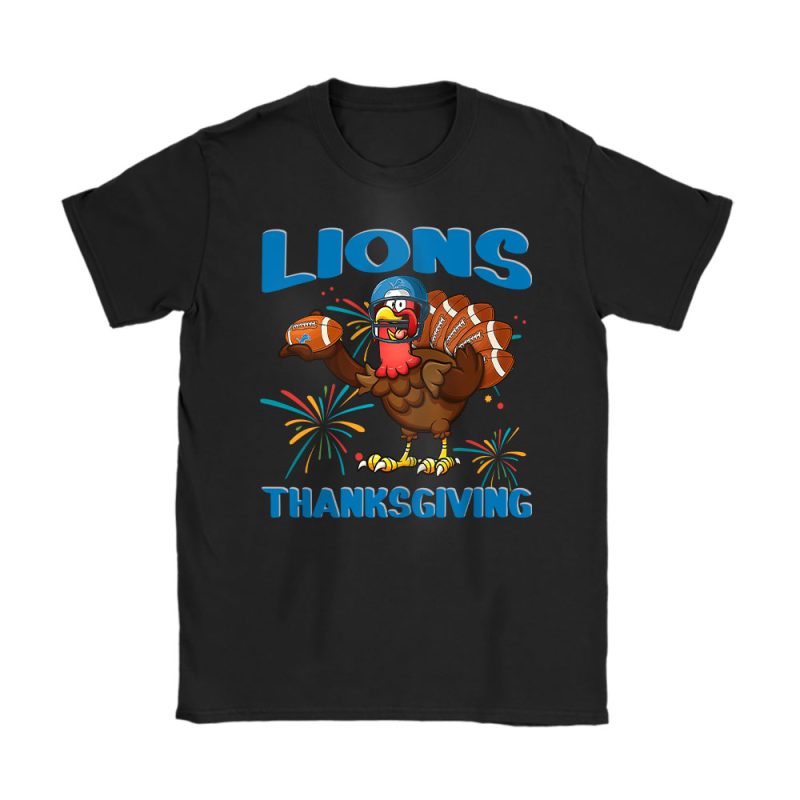 Detroit Lions Happy Thanksgiving NFL Thanksgiving Turkey Gooble Gift Unisex T-Shirt Cotton Tee TAS18430