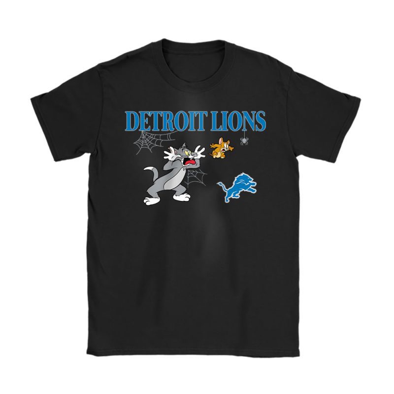 Detroit Lions x Halloween Masquerade NFL x Tom And Jerry Unisex T-Shirt Cotton Tee TAT16944