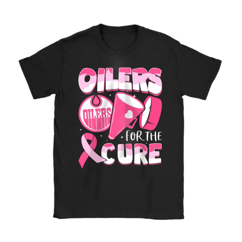 Edmonton Oilers Support Cancer Warrior Cancer Awareness Breast Cancer Gift Unisex T-Shirt Cotton Tee TAT17801