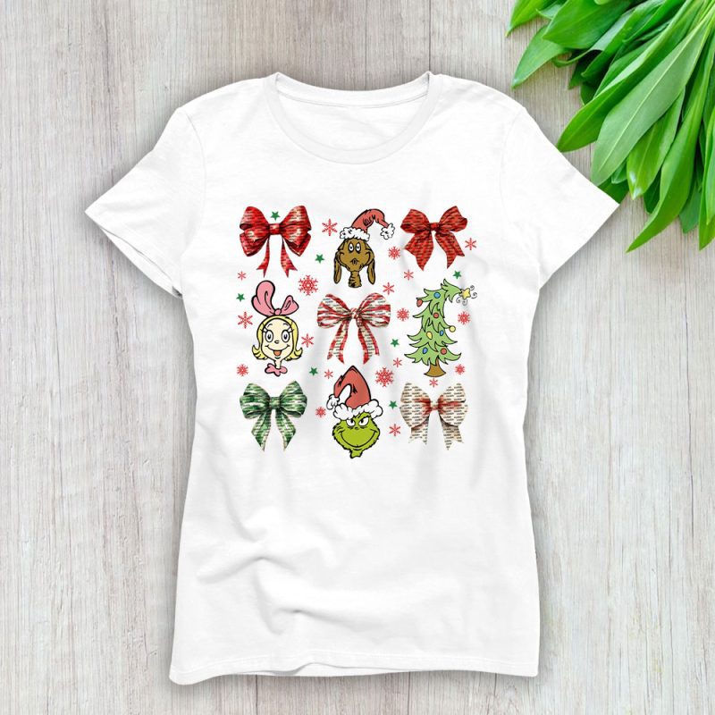 Grinmas Coquette Bow Christmas Season Moschino Lady T-Shirt Women Tee LTL19339