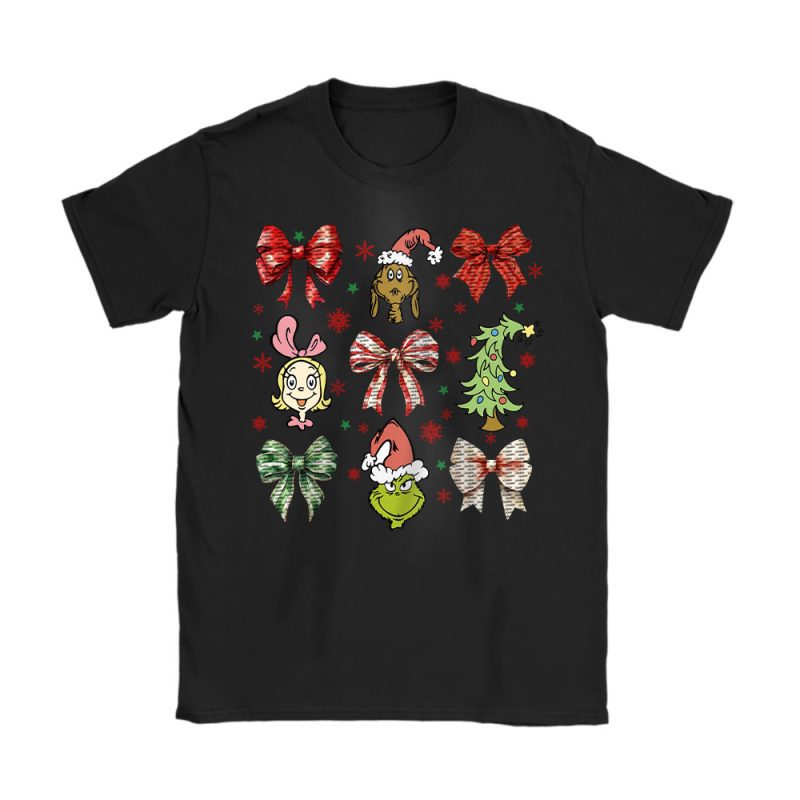 Grinmas Coquette Bow Christmas Season Moschino Unisex T-Shirt Cotton Tee TAS19339