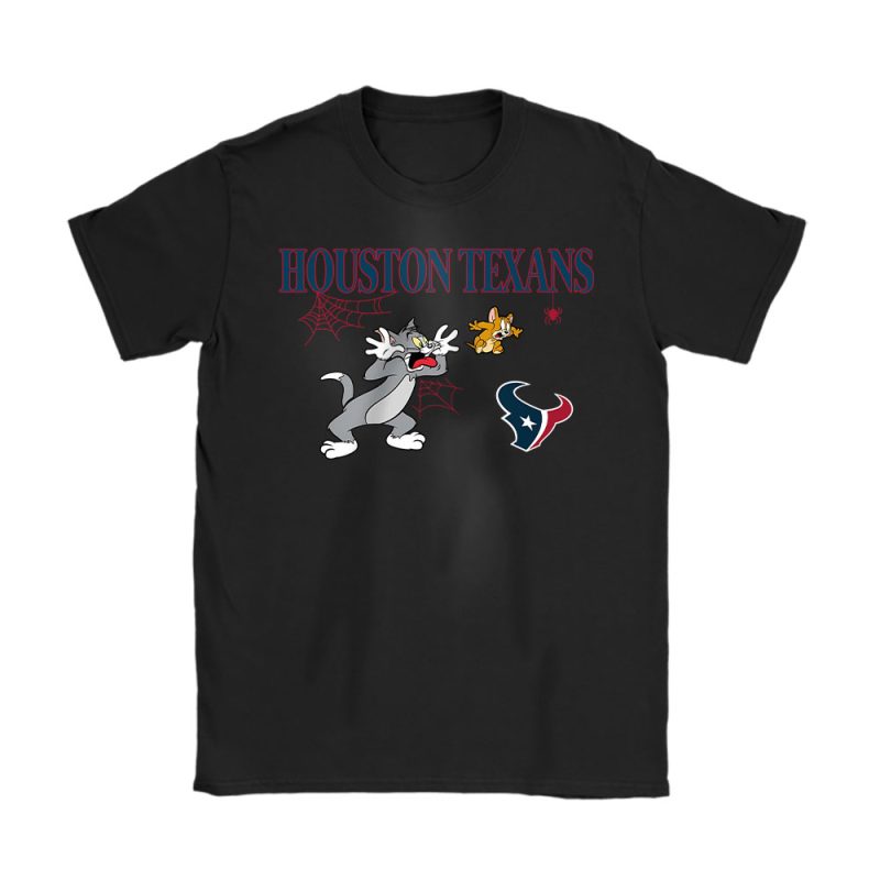 Houston Texans x Halloween Masquerade NFL x Tom And Jerry Unisex T-Shirt Cotton Tee TAT16946