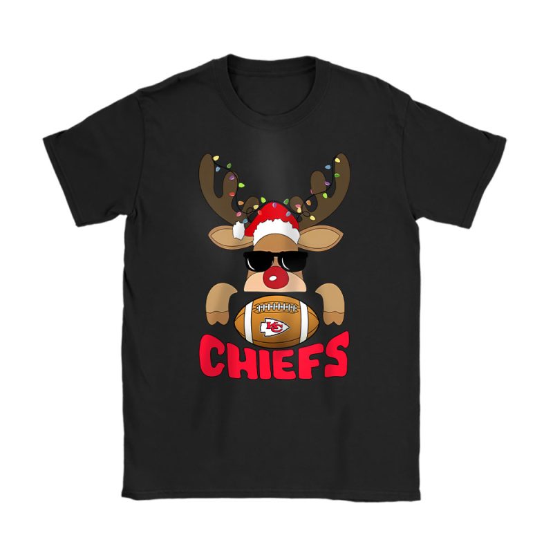 Kansas City Chiefs Merry Christmas NFL Gift For Fan Reindeer Xmas Family Christmas Unisex T-Shirt Cotton Tee TAT19877