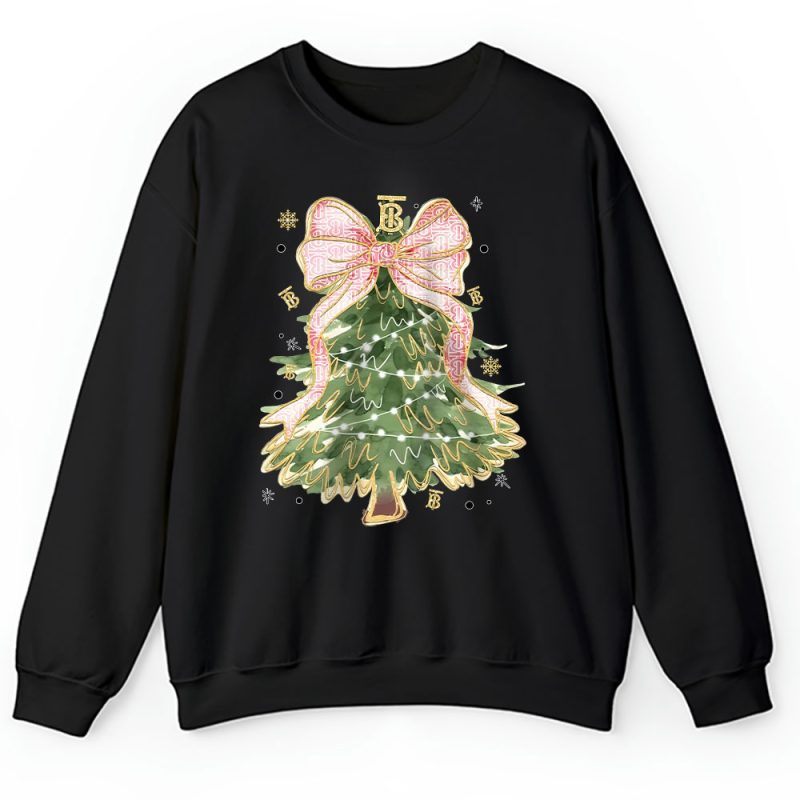 Merry Christmas Coquette Bow Christmas Tree Burberry Unisex Sweatshirt TAS19491