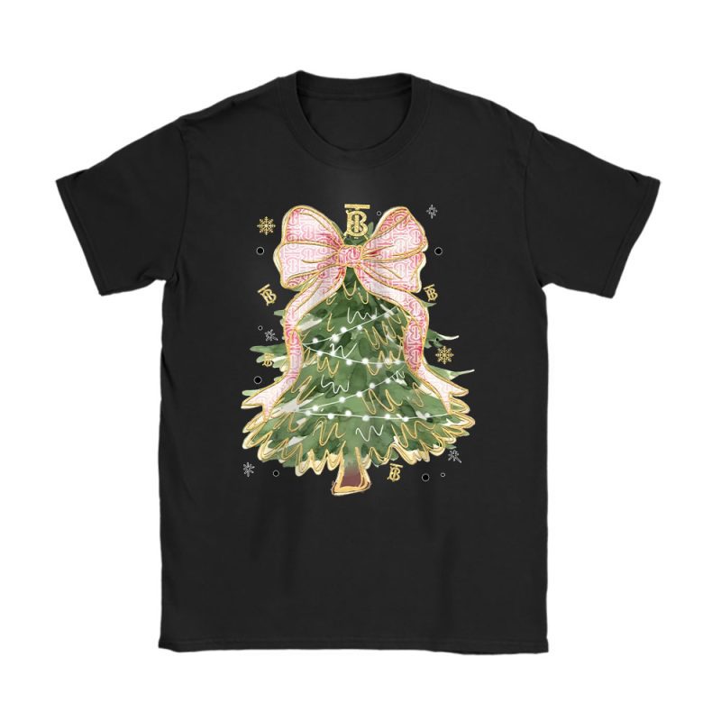 Merry Christmas Coquette Bow Christmas Tree Burberry Unisex T-Shirt Cotton Tee TAT19491