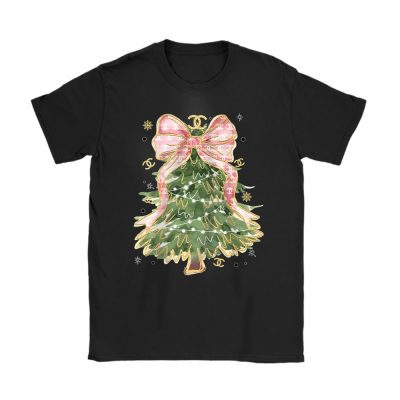 Merry Christmas Coquette Bow Christmas Tree Chanel Unisex T-Shirt Cotton Tee TAT19492