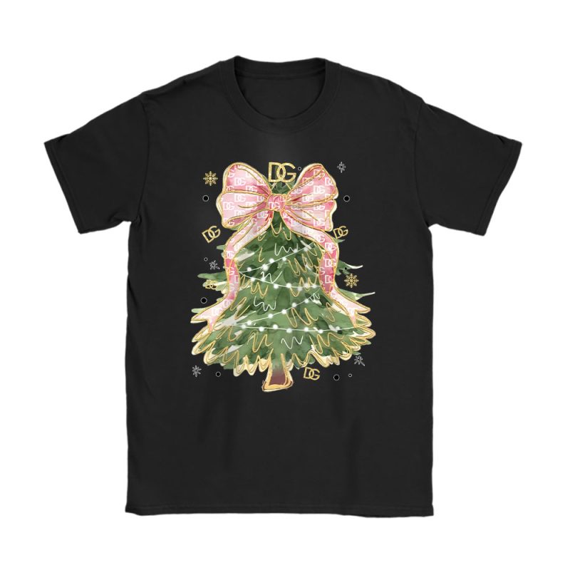 Merry Christmas Coquette Bow Christmas Tree Dolce & Gabbana Unisex T-Shirt Cotton Tee TAT19493