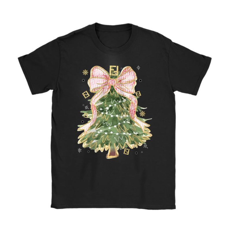 Merry Christmas Coquette Bow Christmas Tree Fendi Unisex T-Shirt Cotton Tee TAT19495