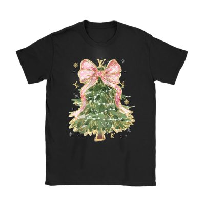 Merry Christmas Coquette Bow Christmas Tree Louis Vuitton Unisex T-Shirt Cotton Tee TAT19498