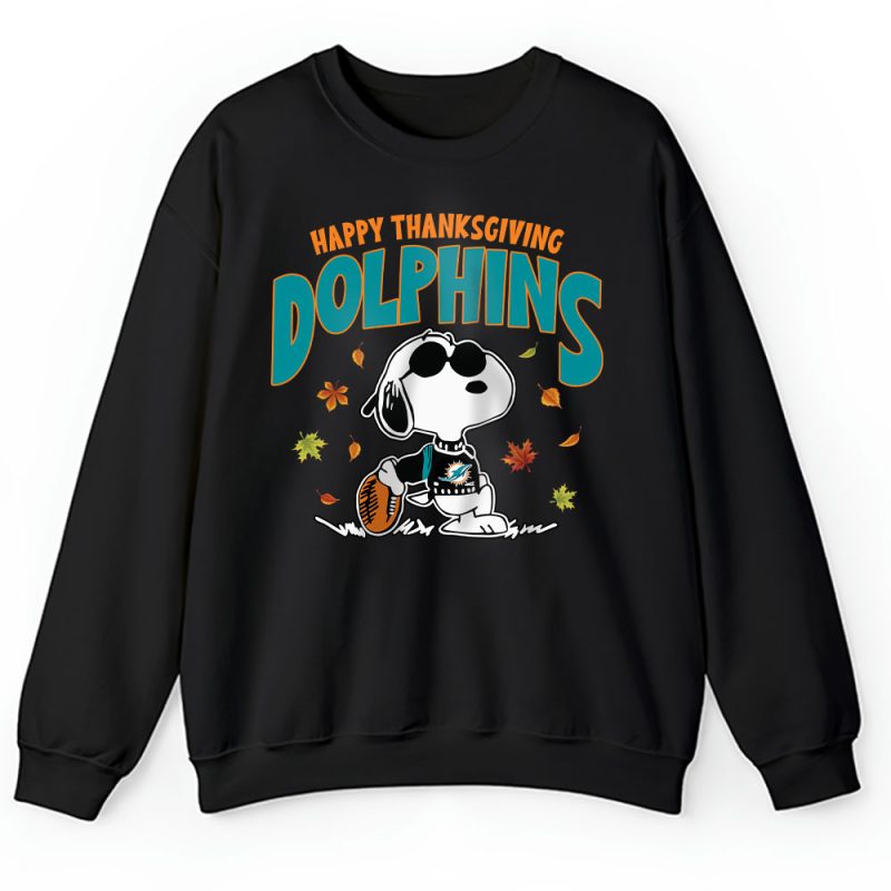 Miami Dolphins Happy Thanksgiving NFL Thanksgiving Snoopy Gift Unisex Sweatshirt TAS18038